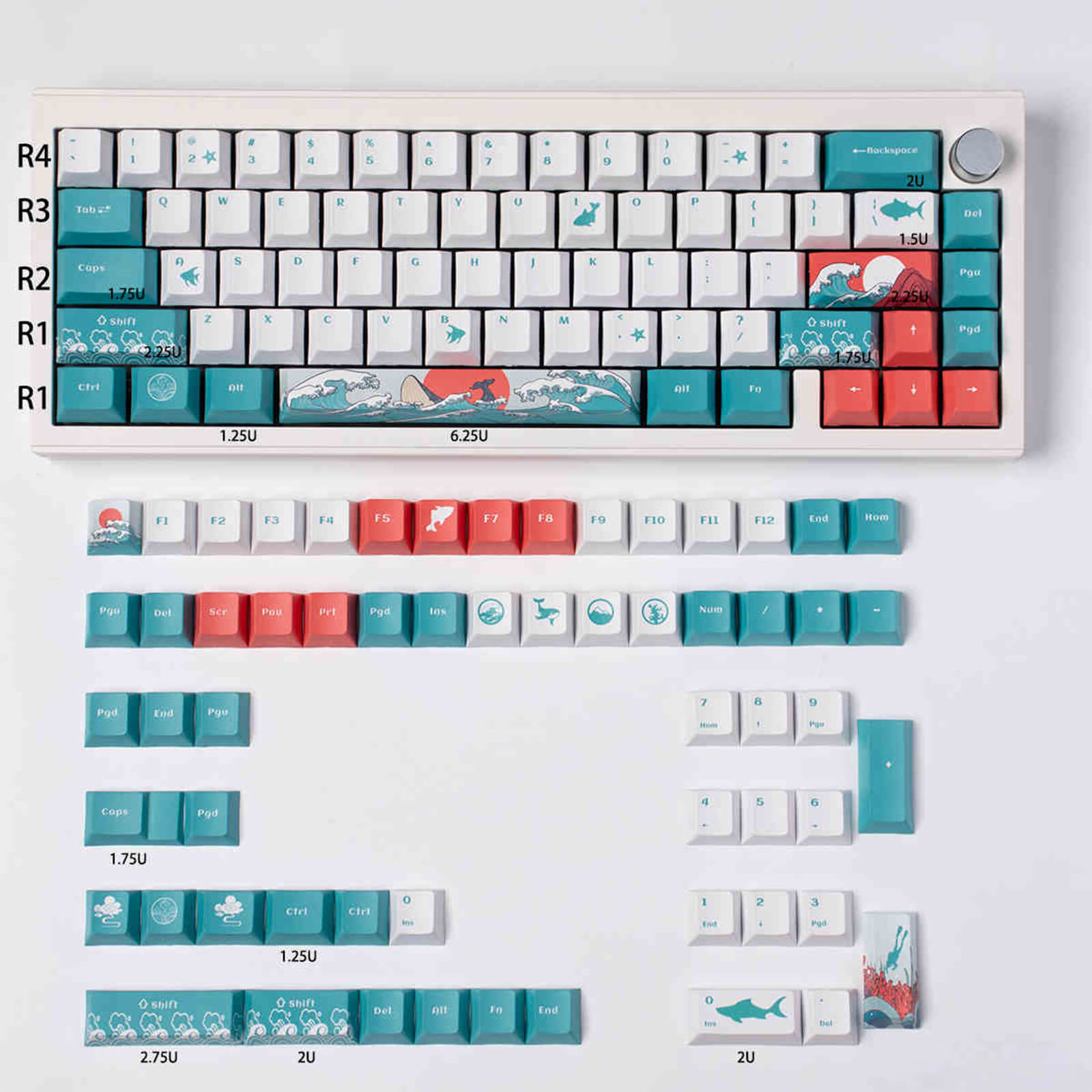 ORSEEMO Japanese Waves Keycaps Set